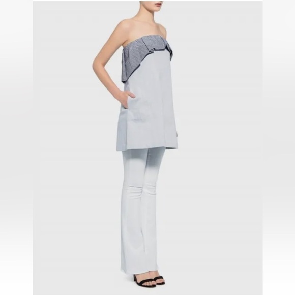 Thakoon Denim Ruffled Front Sleeveless Denim Mini Dress Women's Sz Small - Picture 1 of 9